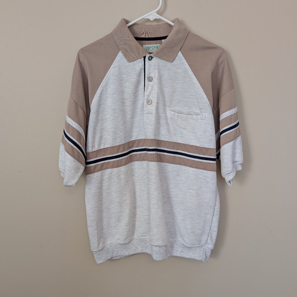 VINTAGE Ash Creek Trading men's pullover short sleeve polo shirt EUC Large 1980s